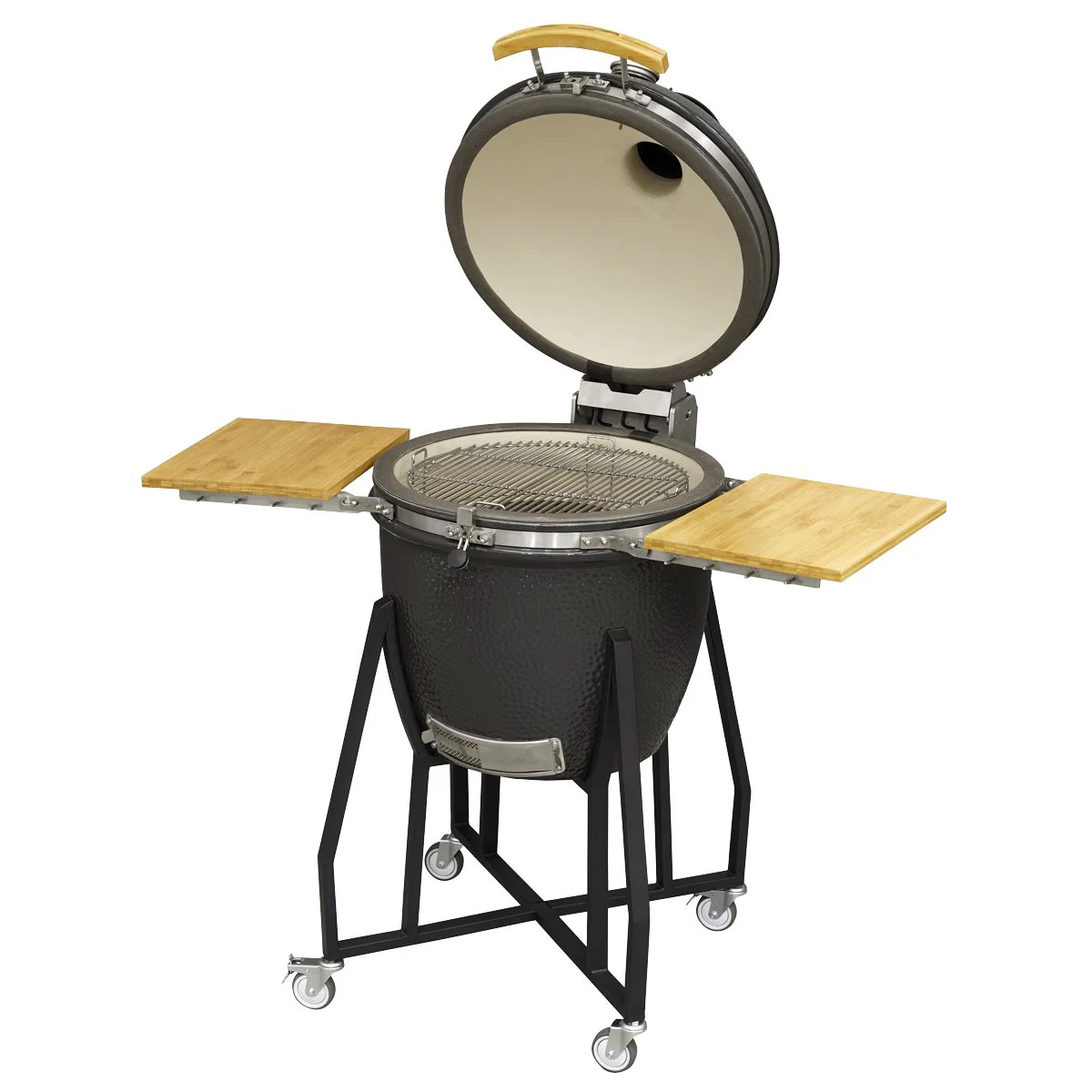 Dellonda Deluxe 22"(56cm) Ceramic Kamado Style BBQ with Wheeled Stand - Image 5