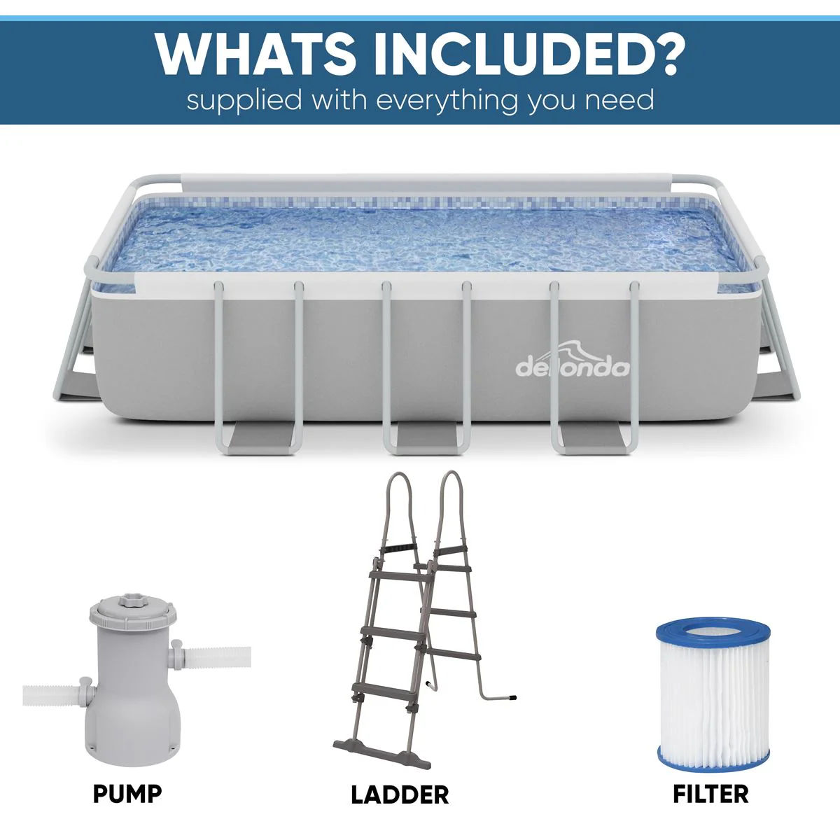 Dellonda Deluxe Steel Frame Swimming Pool with Filter Pump 13ft DL21 - Image 12