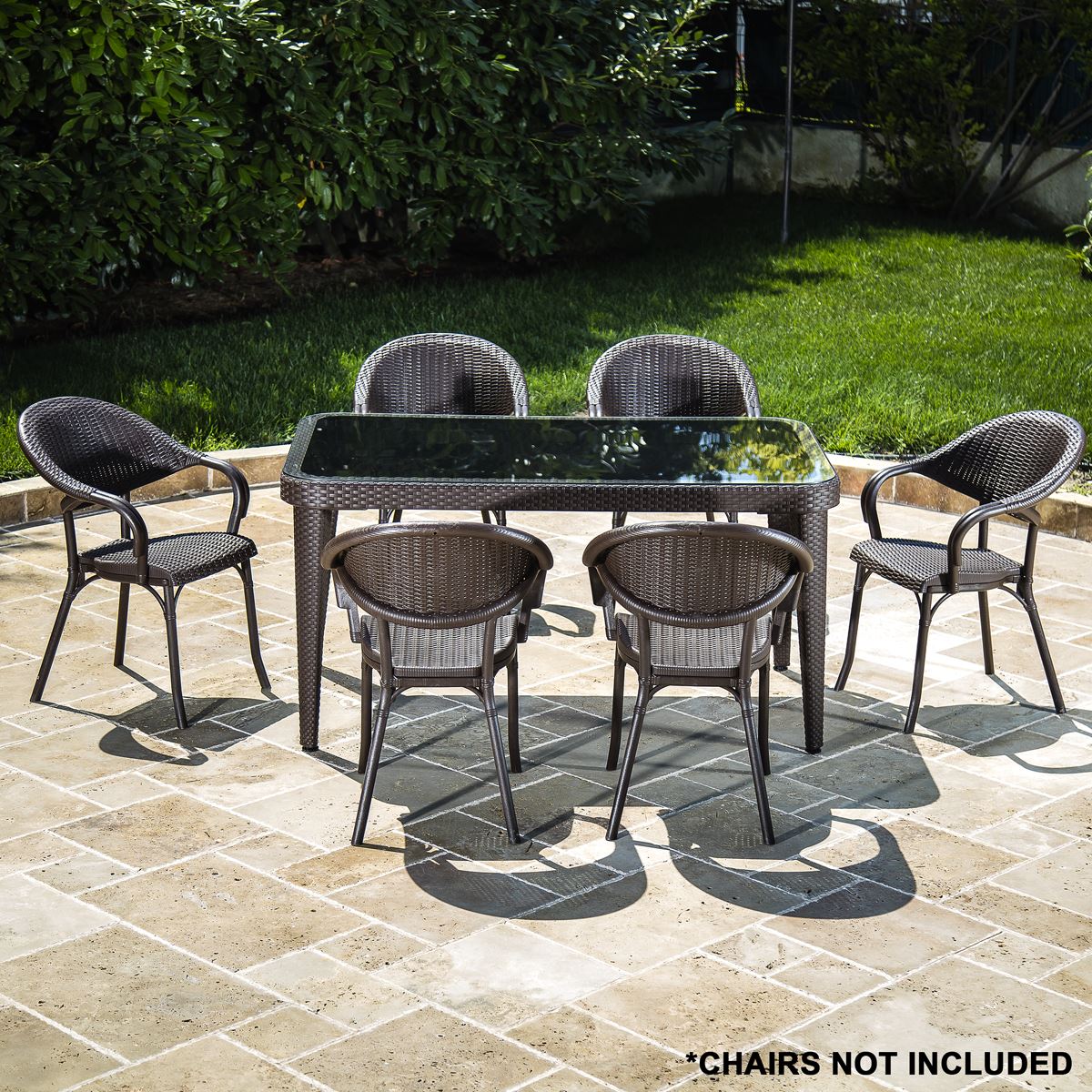 Dellonda Dining Tables with Tempered Glass Top 150 x 90 x 76cm - Dark Brown - Image 7