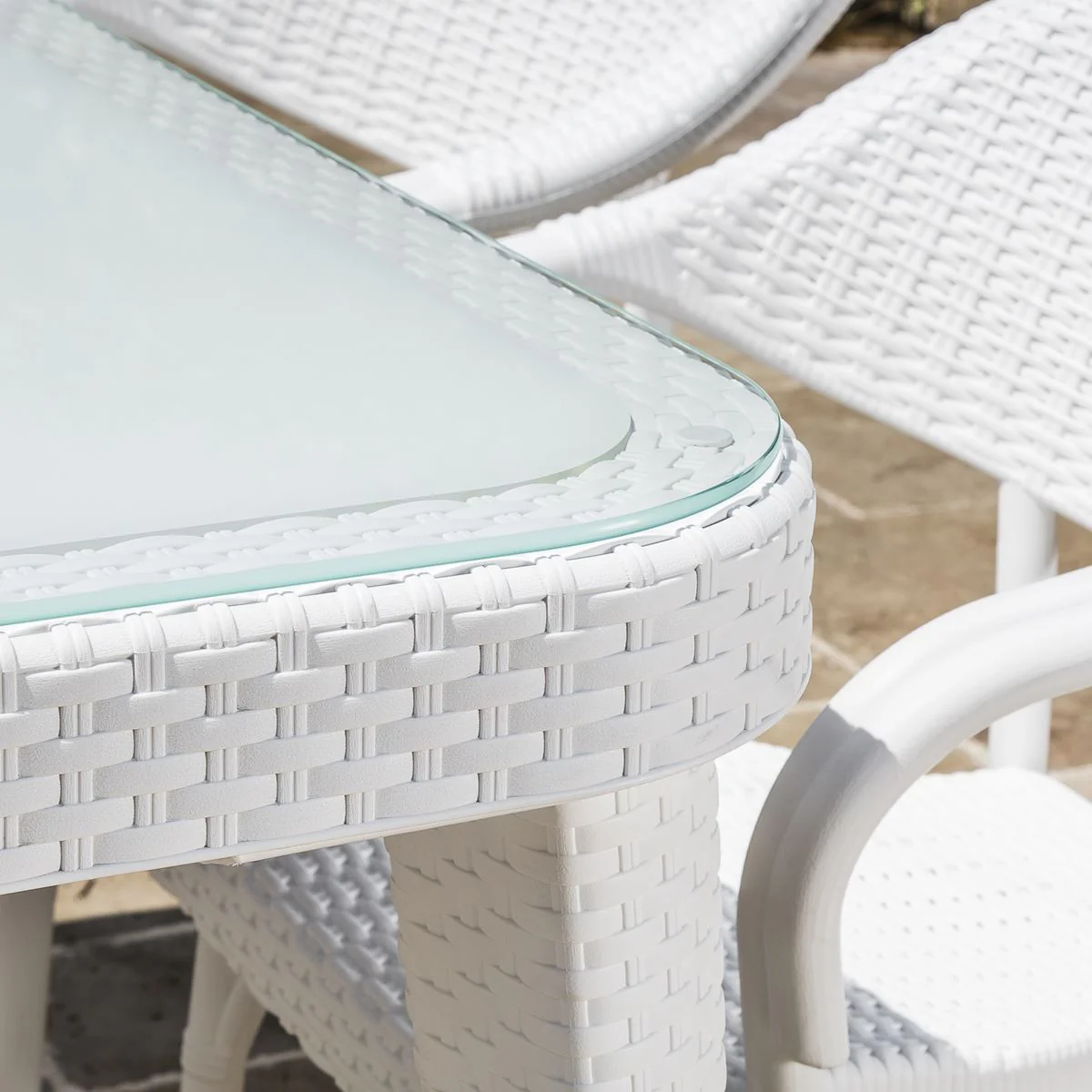 Dellonda Dining Tables with Tempered Glass Top 150 x 90 x 76cm - Ivory White - Image 7