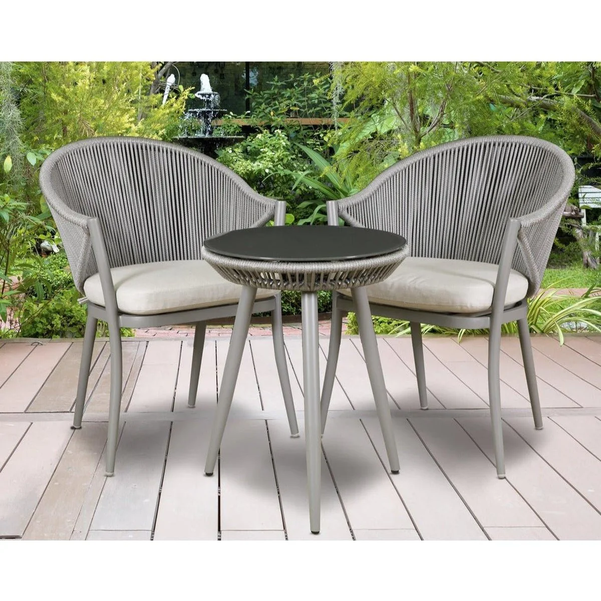 Dellonda Echo 3 Piece Balcony Set with Tempered Glass Top