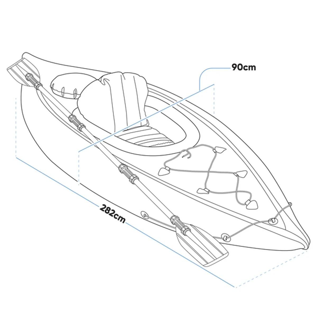 Dellonda Inflatable One-Person Kayak/Canoe Set with Pump, Carry Bag & Aluminium Oar - Image 6