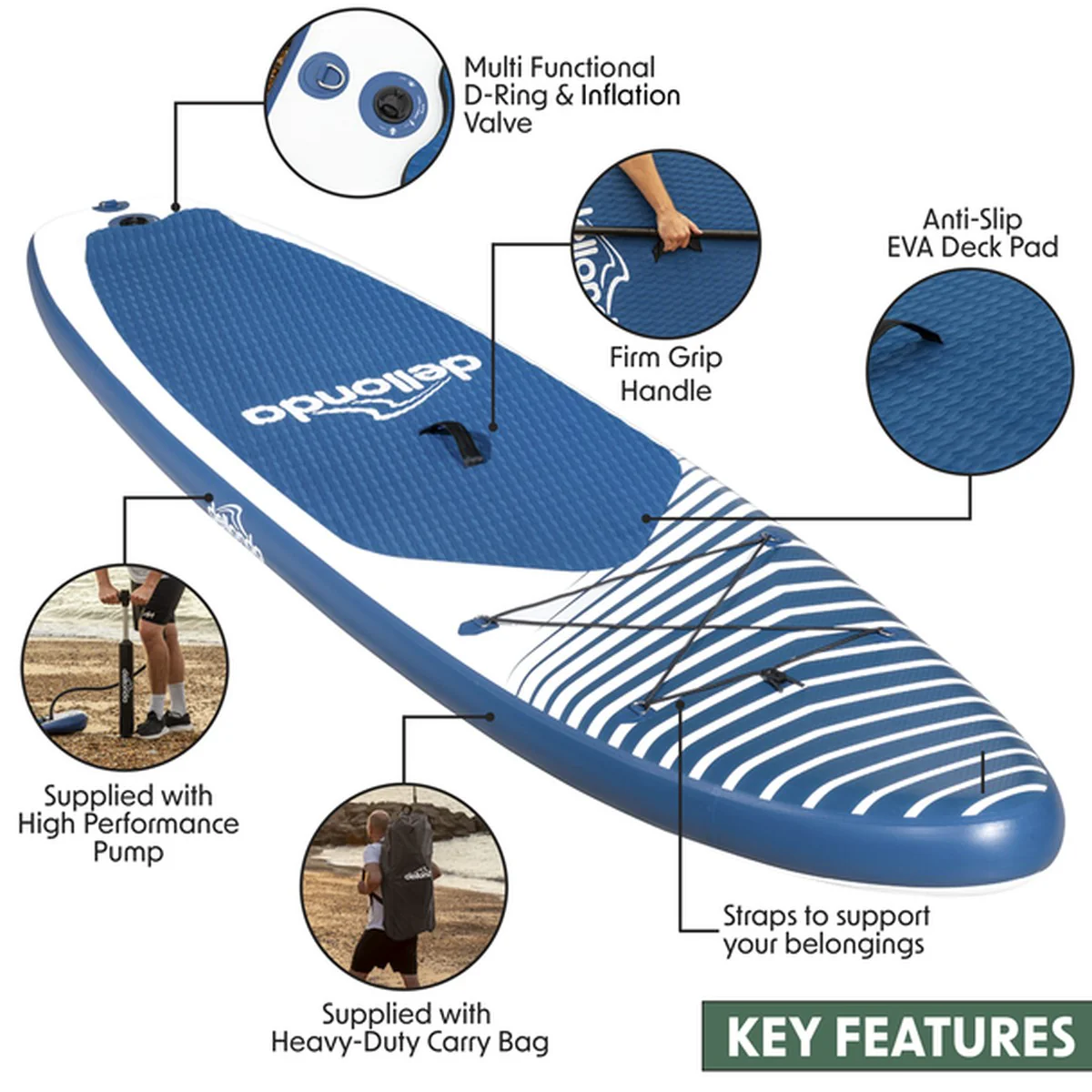 Dellonda Inflatable Stand-Up Paddle Board 10'2" - Image 4