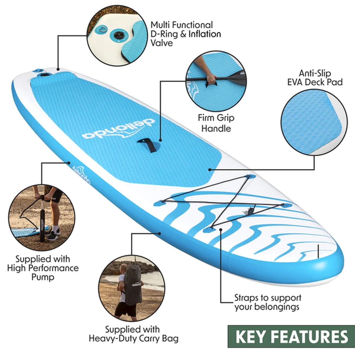 Dellonda Inflatable Stand-Up Paddle Board 10'6" - Image 2