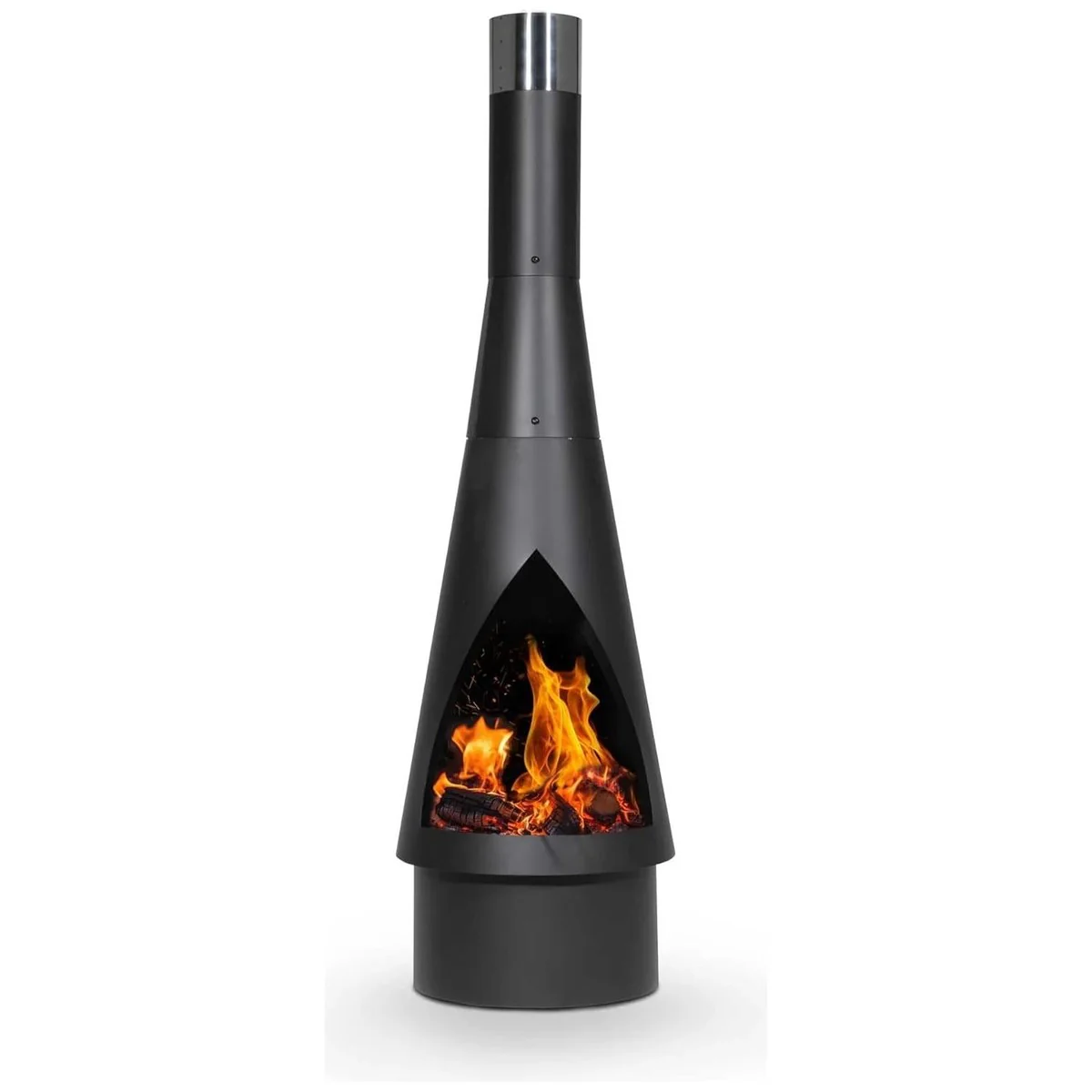 Dellonda Outdoor Chiminea Fireplace Fire Pit Heater Durable Black Steel - Image 2