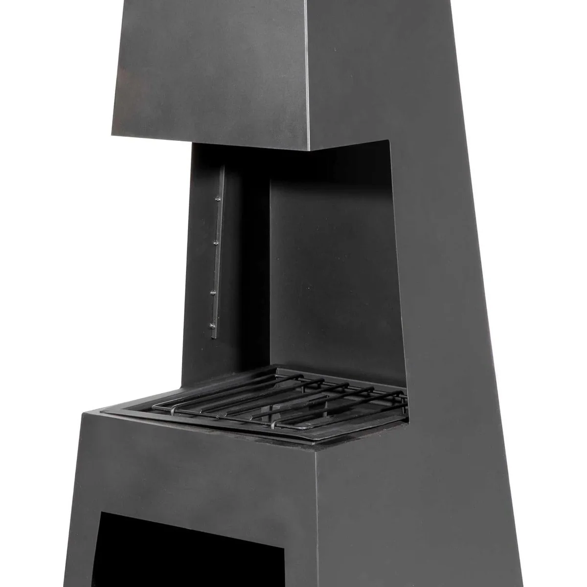 Dellonda Outdoor Chiminea Fireplace Fire Pit Heater Firewood Storage Black Steel - Image 6