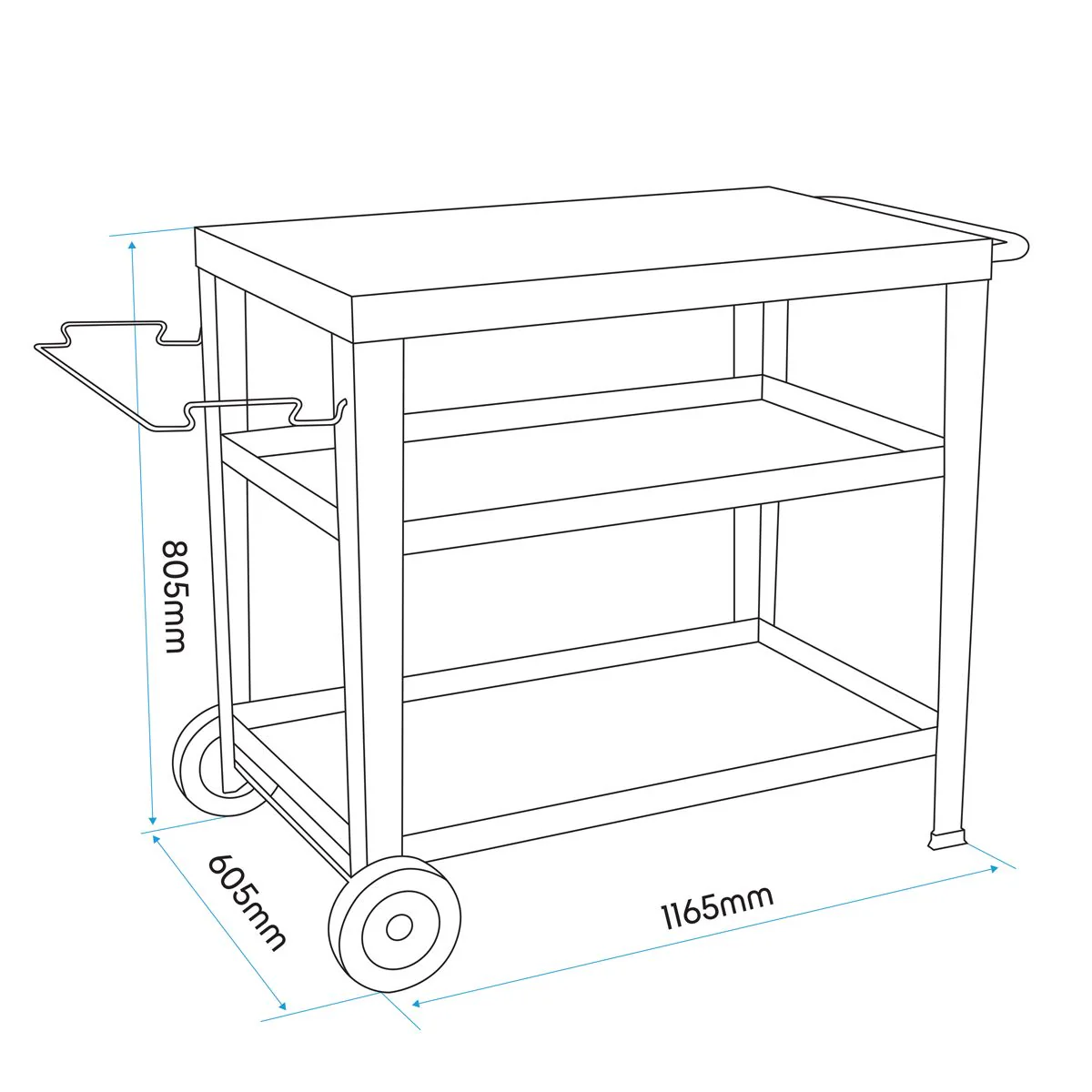 Dellonda Plancha Trolley with Utensil Holder - Stainless Steel Top - Image 8