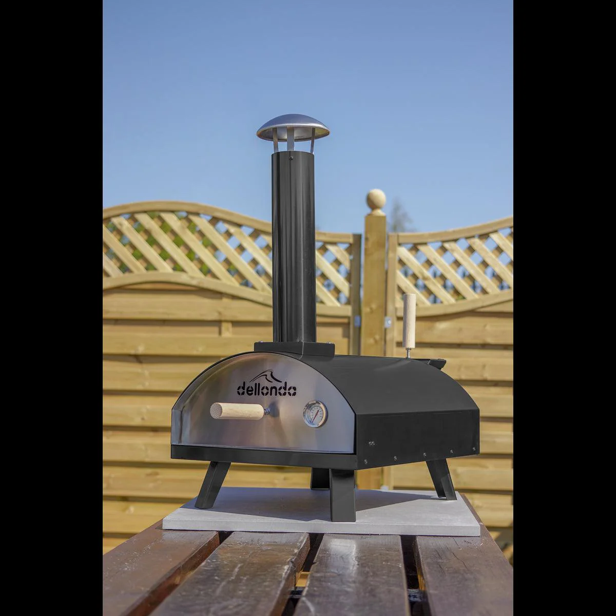 Dellonda Portable Wood-Fired 14" Pizza Oven and Smoking Oven Black/Stainless Steel - Image 2