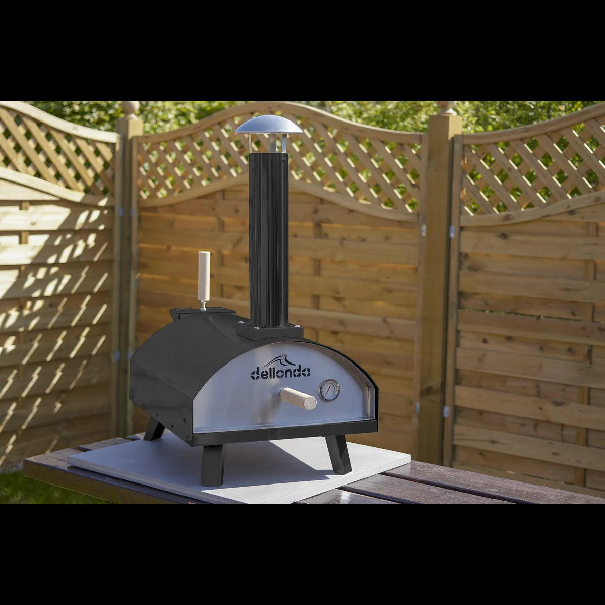Dellonda Portable Wood-Fired 14" Pizza Oven and Smoking Oven Black/Stainless Steel - Image 3