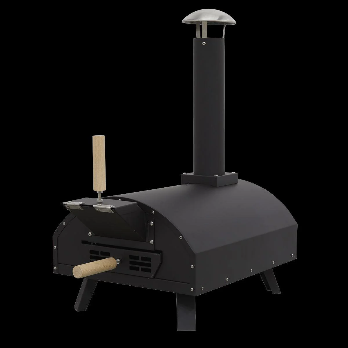Dellonda Portable Wood-Fired 14" Pizza Oven and Smoking Oven Black/Stainless Steel - Image 9