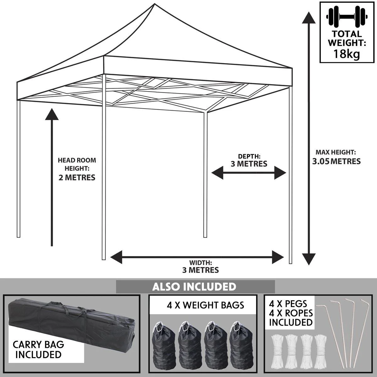 Dellonda Premium 3 x 3m Pop-Up Gazebo - Grey - Image 9