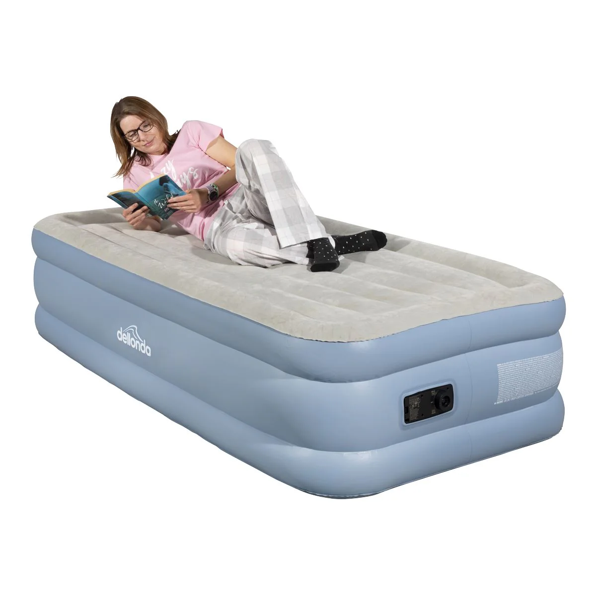 Dellonda Raised Air Bed with Built-in Electric Pump & Storage Bag - Single - Image 12