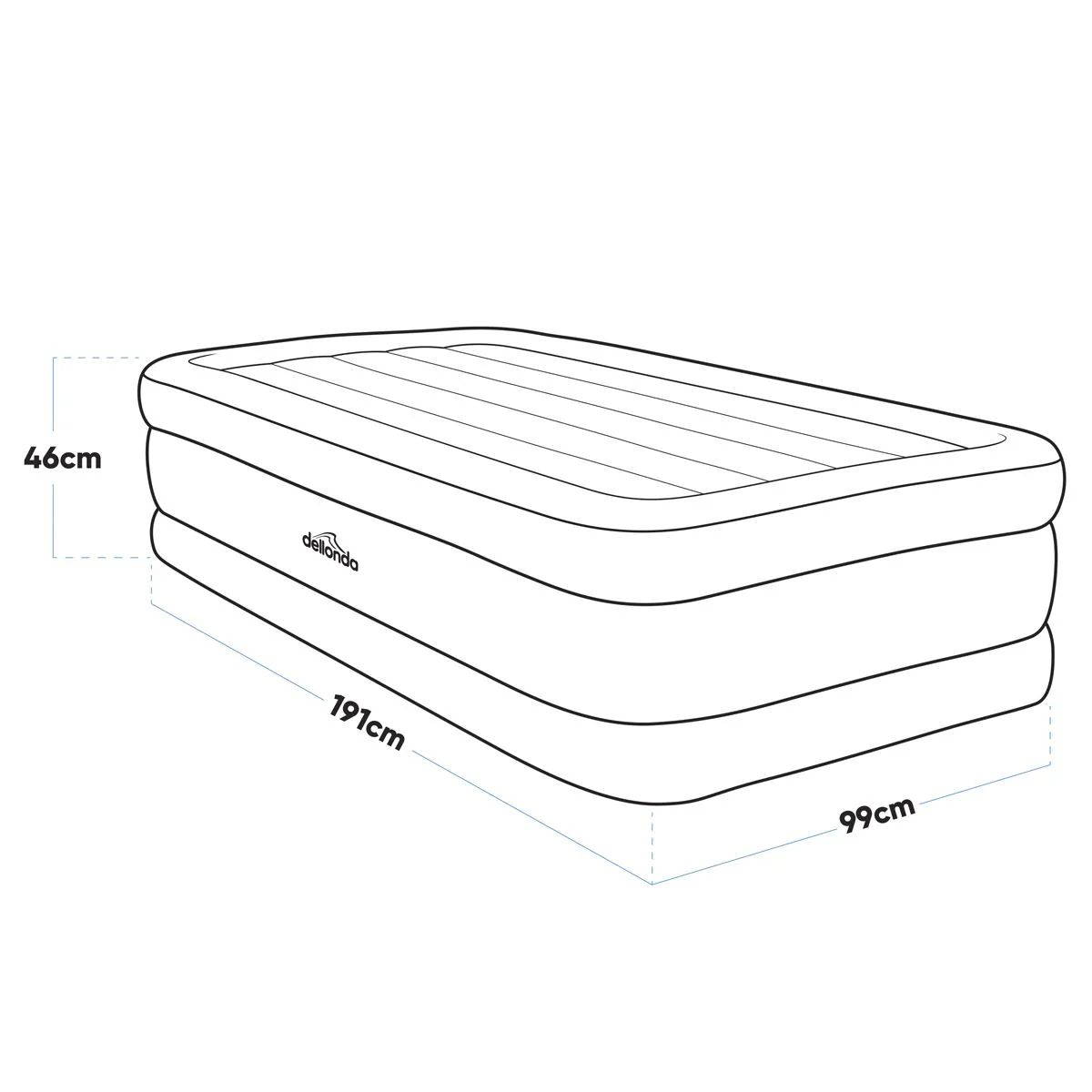 Dellonda Raised Air Bed with Built-in Electric Pump & Storage Bag - Single - Image 6
