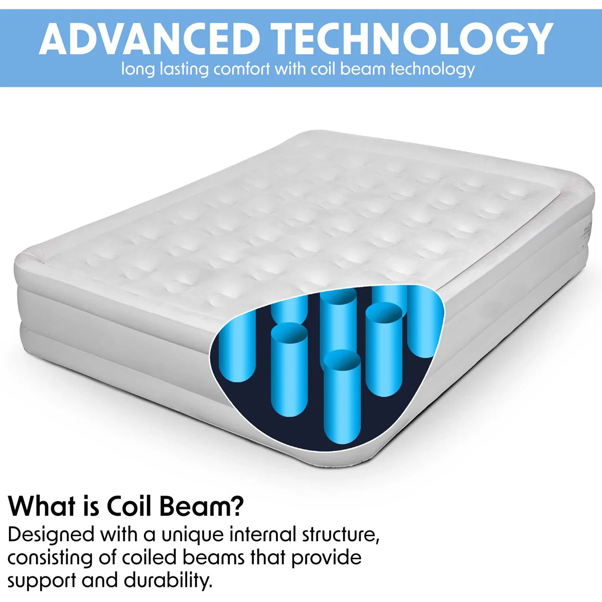 Dellonda Raised Air Bed with Removable Electric Pump & Storage Bag - Queen - Image 2