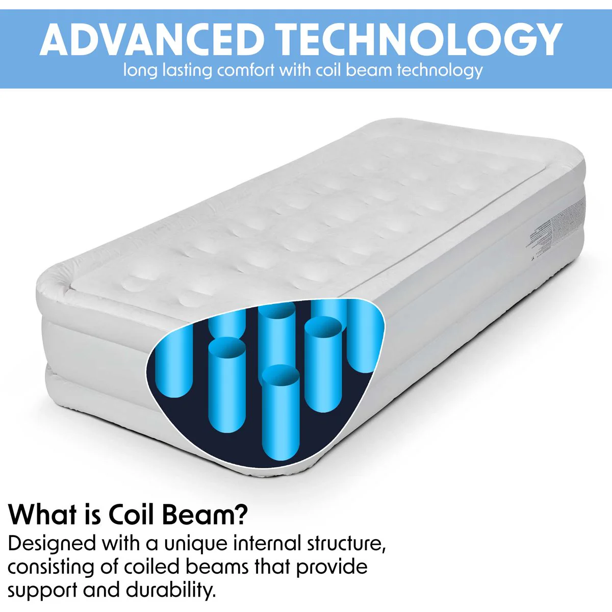 Dellonda Raised Air Bed with Removable Electric Pump & Storage Bag - Single - Image 8