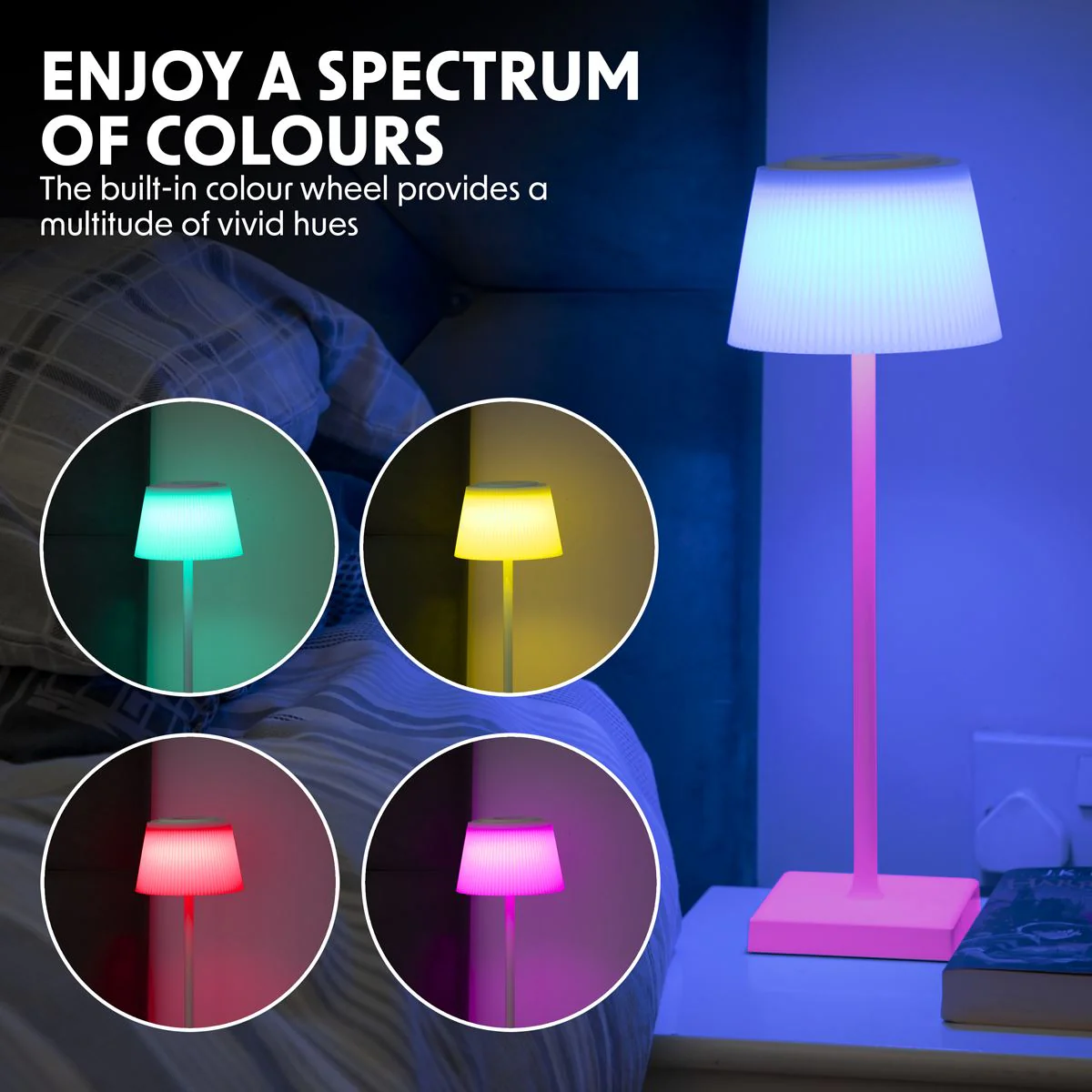 Dellonda Rechargeable Table Lamp for Home Office Restaurant RGB Colours - Image 8