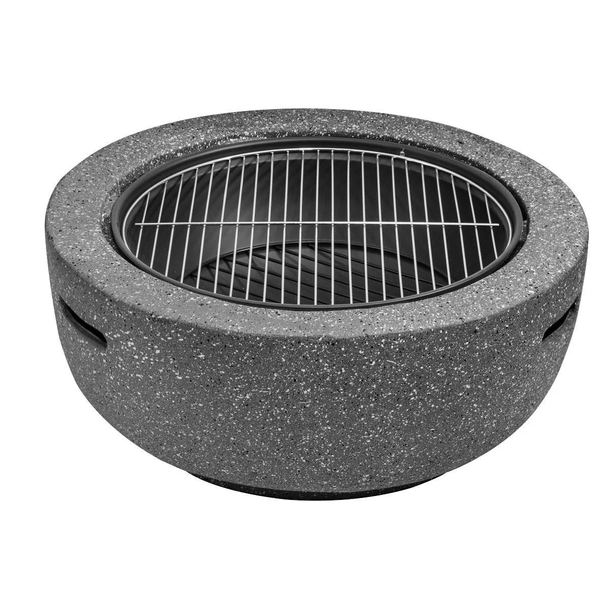 Dellonda Round MgO Fire Pit with BBQ Grill Ø60cm Safety Mesh Screen - Dark Grey - Image 4