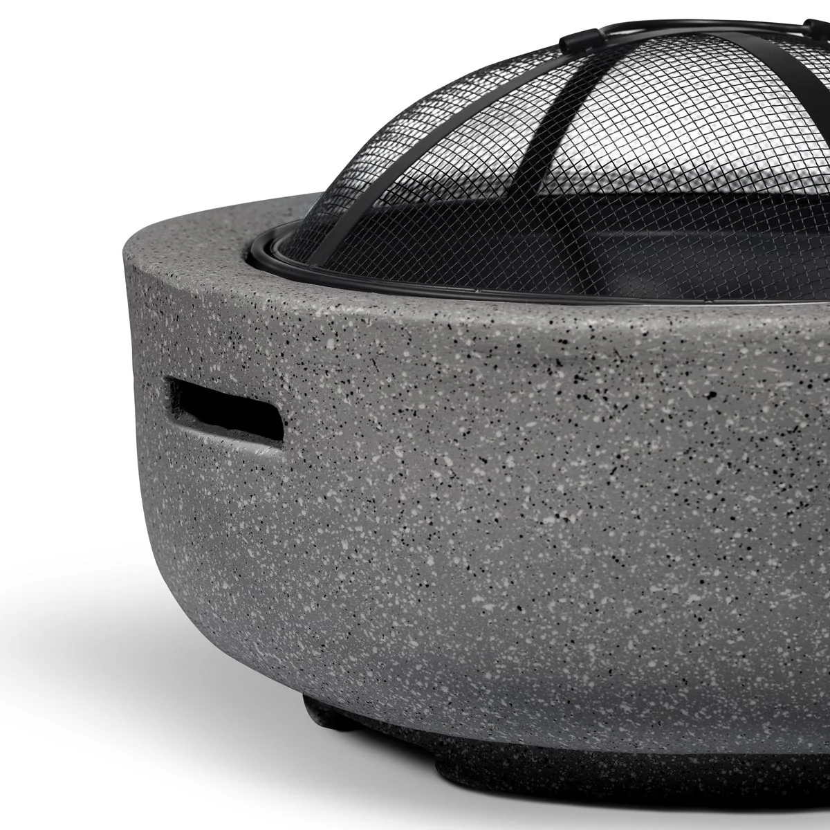 Dellonda Round MgO Fire Pit with BBQ Grill Ø60cm Safety Mesh Screen - Dark Grey - Image 8