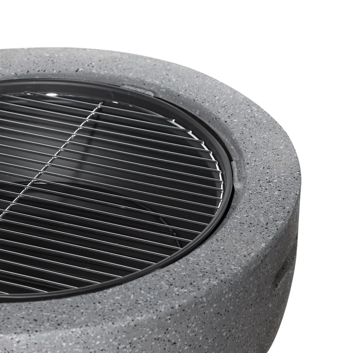 Dellonda Round MgO Fire Pit with BBQ Grill Ø60cm Safety Mesh Screen - Dark Grey - Image 9