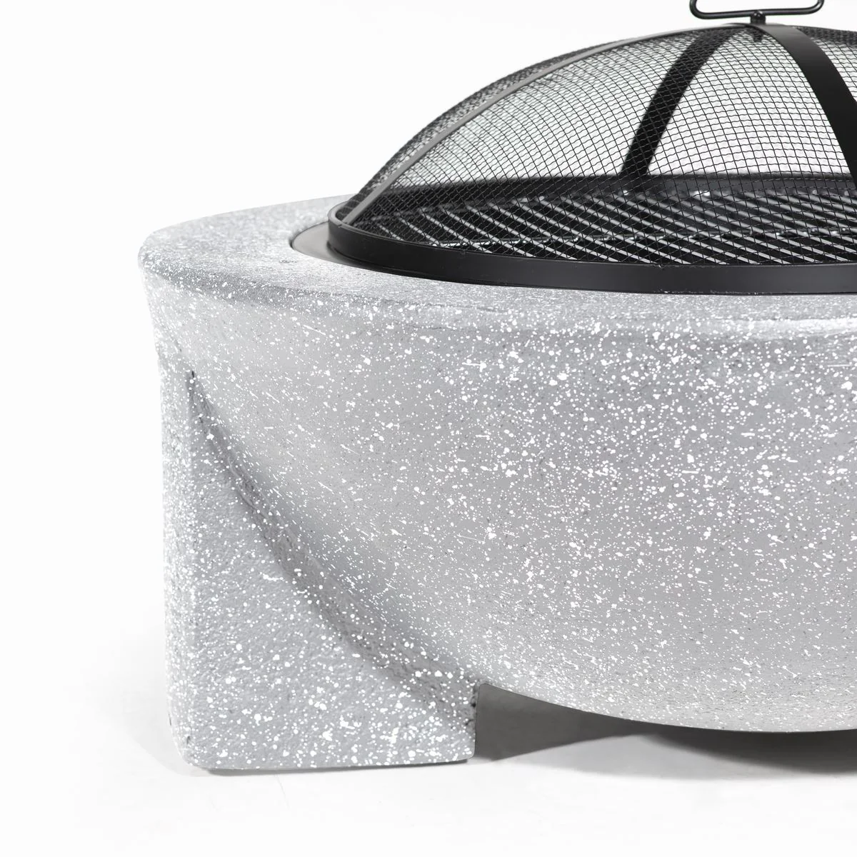 Dellonda Round MgO Fire Pit with BBQ Grill Ø75cm Safety Mesh Screen - Light Grey - Image 3
