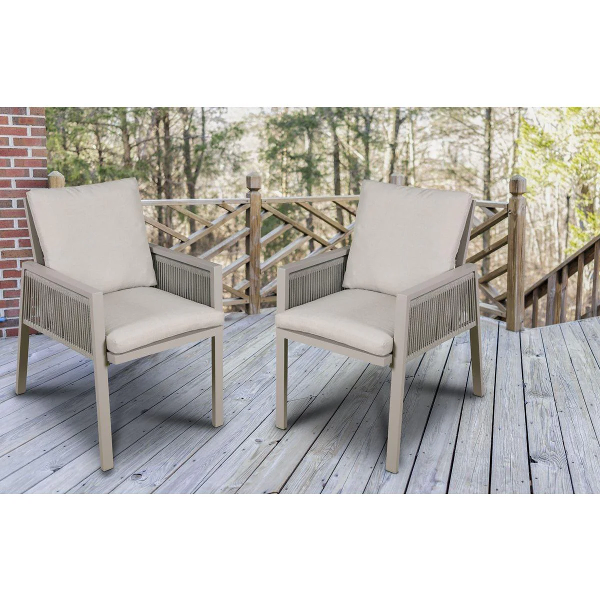 Dellonda Set of 4 Fusion Garden/Patio Aluminium Dining Chairs with Armrests - Light Grey - Image 11