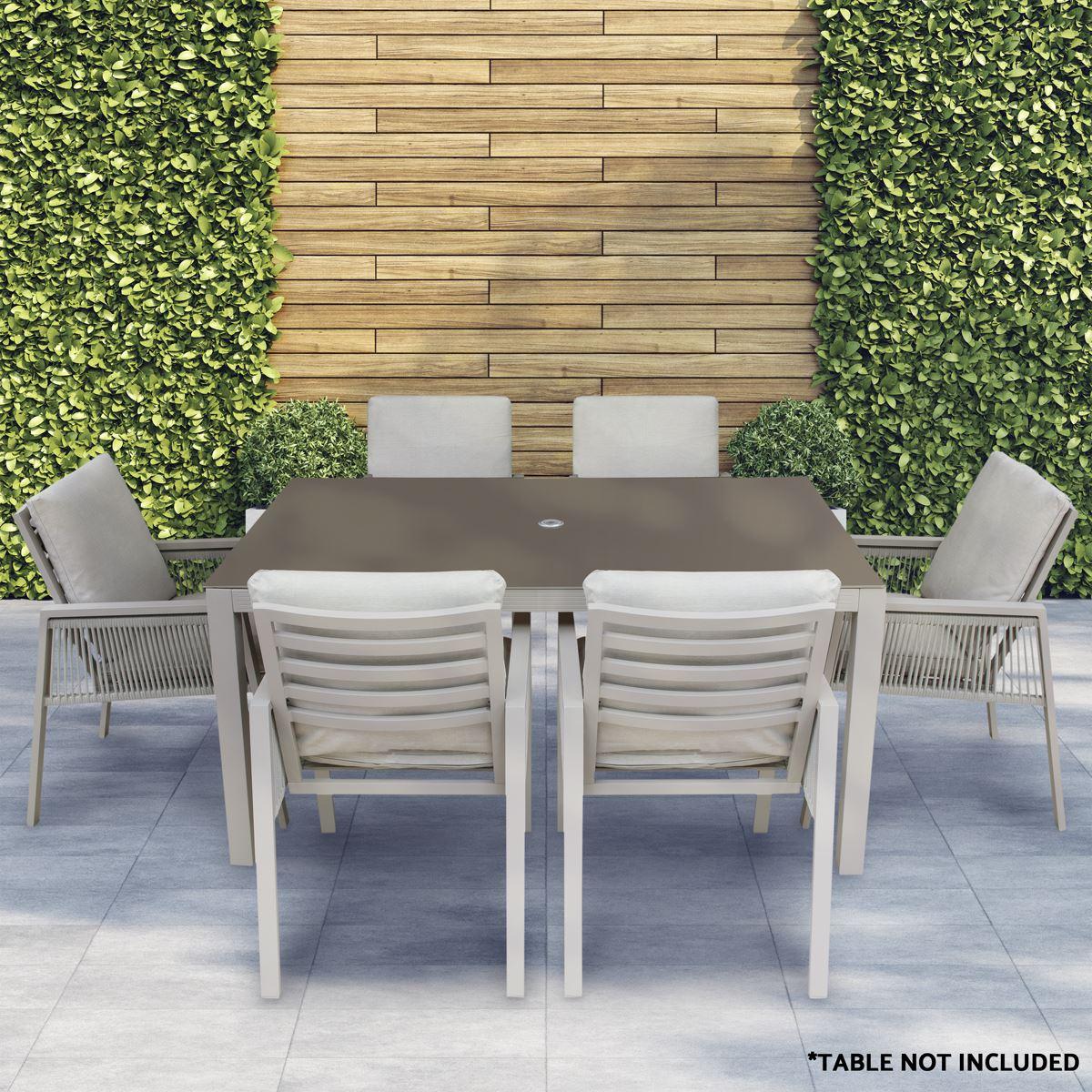 Dellonda Set of 6 Fusion Garden/Patio Dining Chairs with Armrests - Light Grey - Image 10