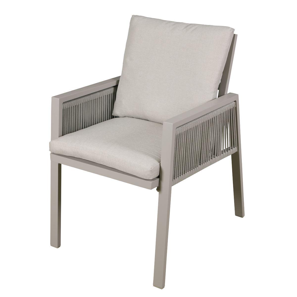 Dellonda Set of 6 Fusion Garden/Patio Dining Chairs with Armrests - Light Grey - Image 5