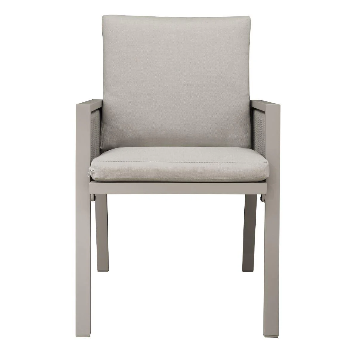Dellonda Set of 6 Fusion Garden/Patio Dining Chairs with Armrests - Light Grey - Image 6