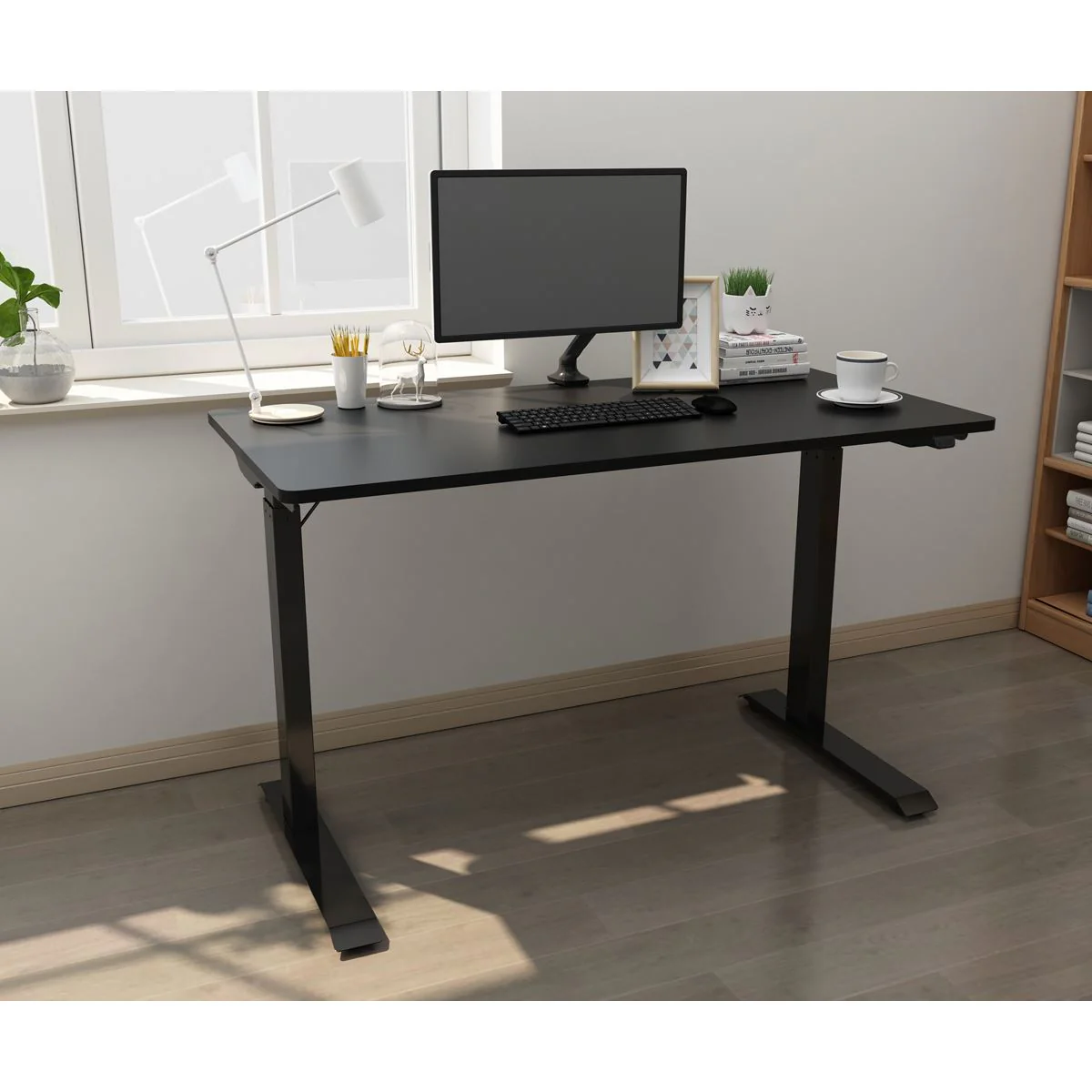 Dellonda Single Motor Adjustable-Height Electric Sit/Stand Desk - Black Desktop - Image 7
