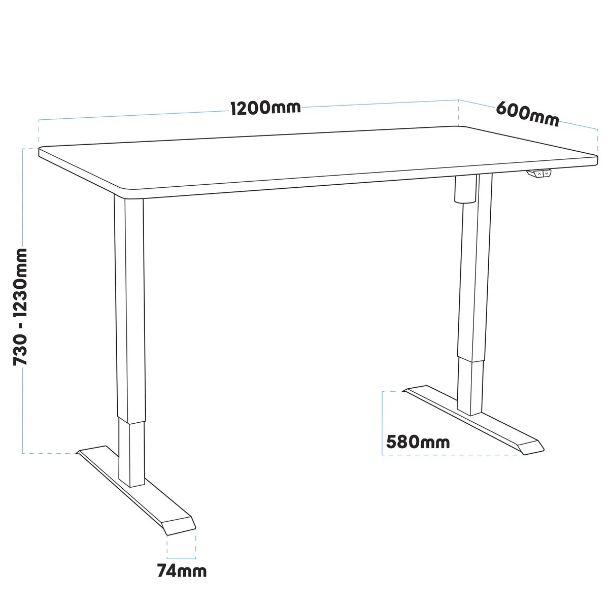 Dellonda Single Motor Adjustable-Height Electric Sit/Stand Desk - Oak Desktop - Image 3
