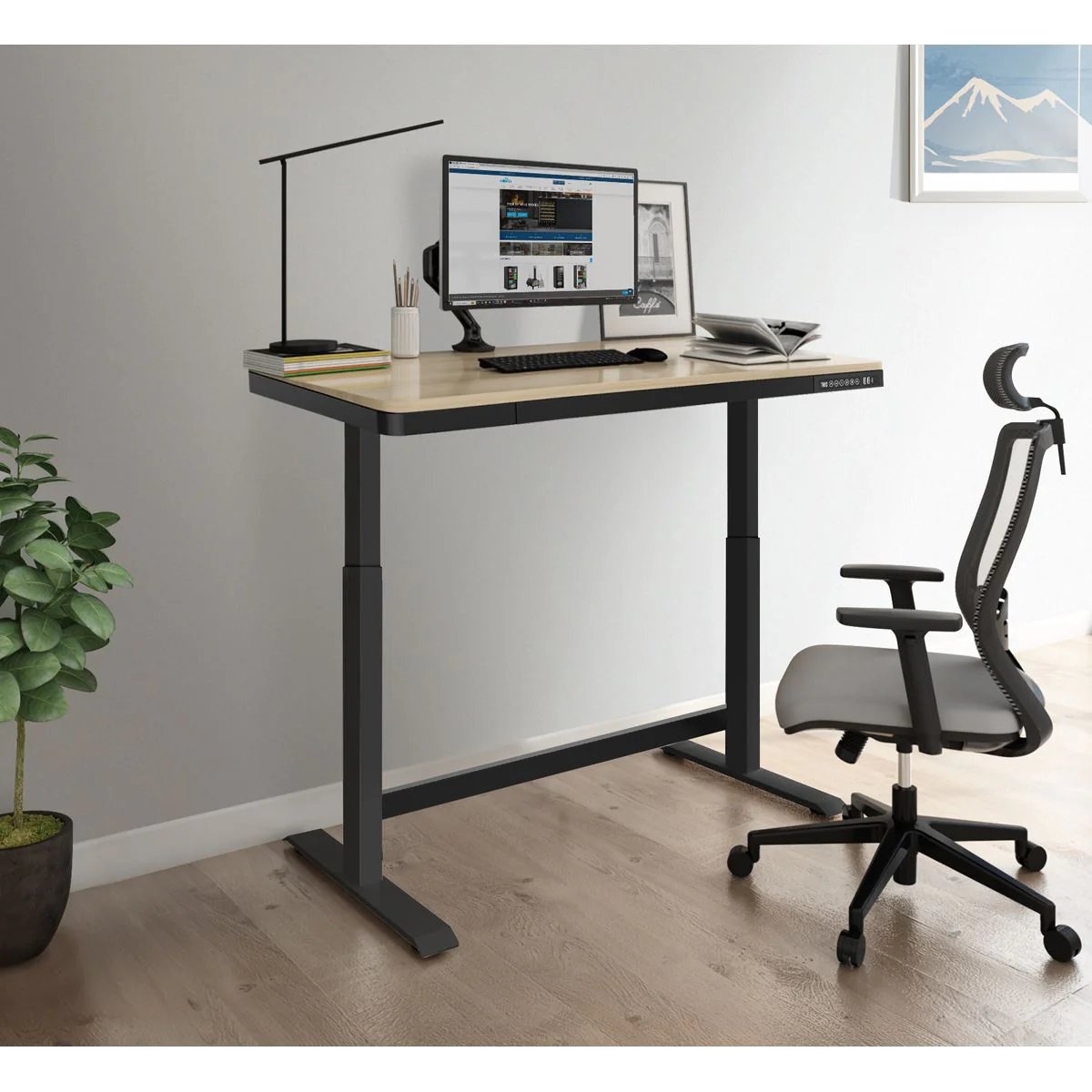 Dellonda Single Motor Electric Desk with Control Panel USB Port & Drawer - Image 7
