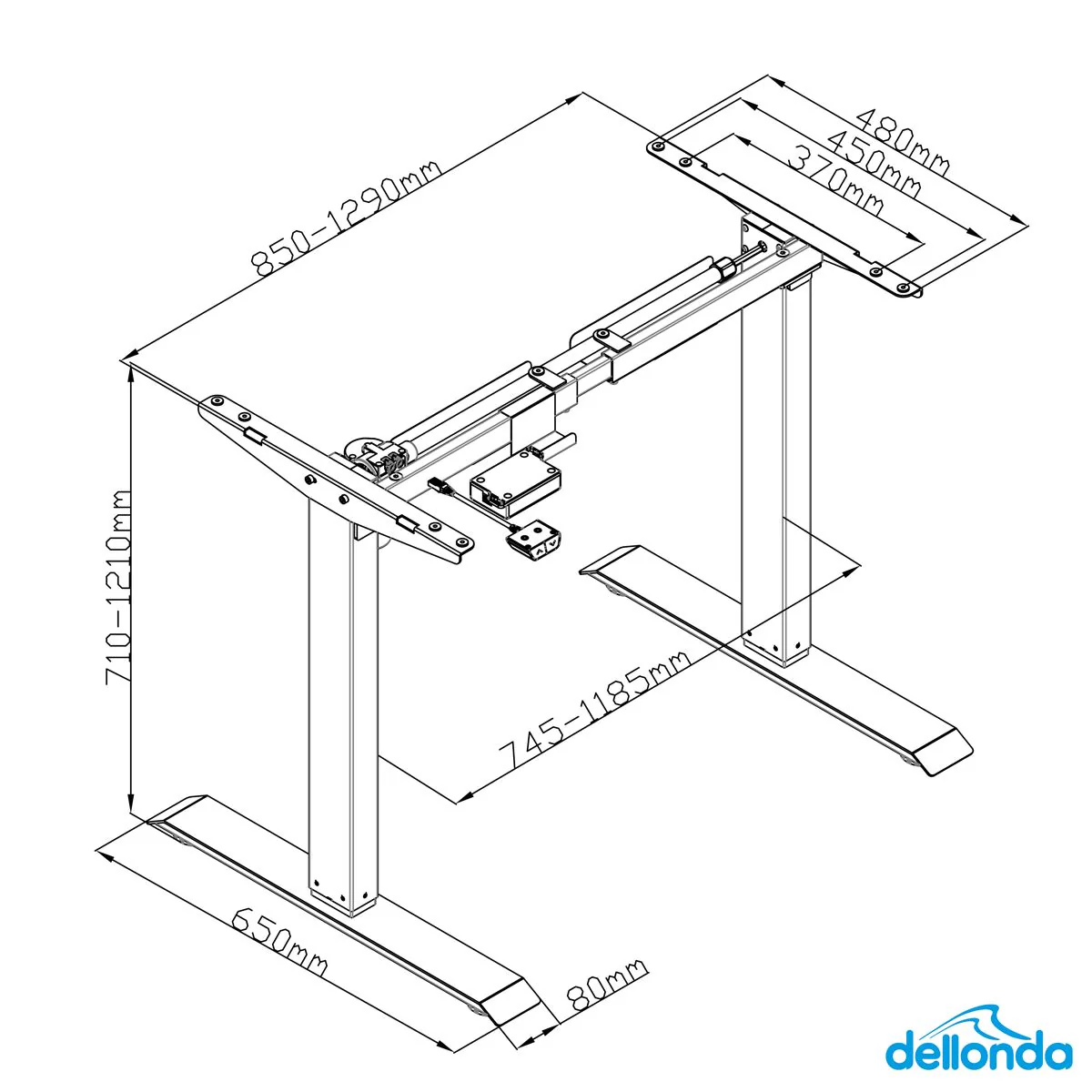 Dellonda Single Motor Ultra-Quiet Adjustable-Height Desk Frame 70kg Capacity - Image 3