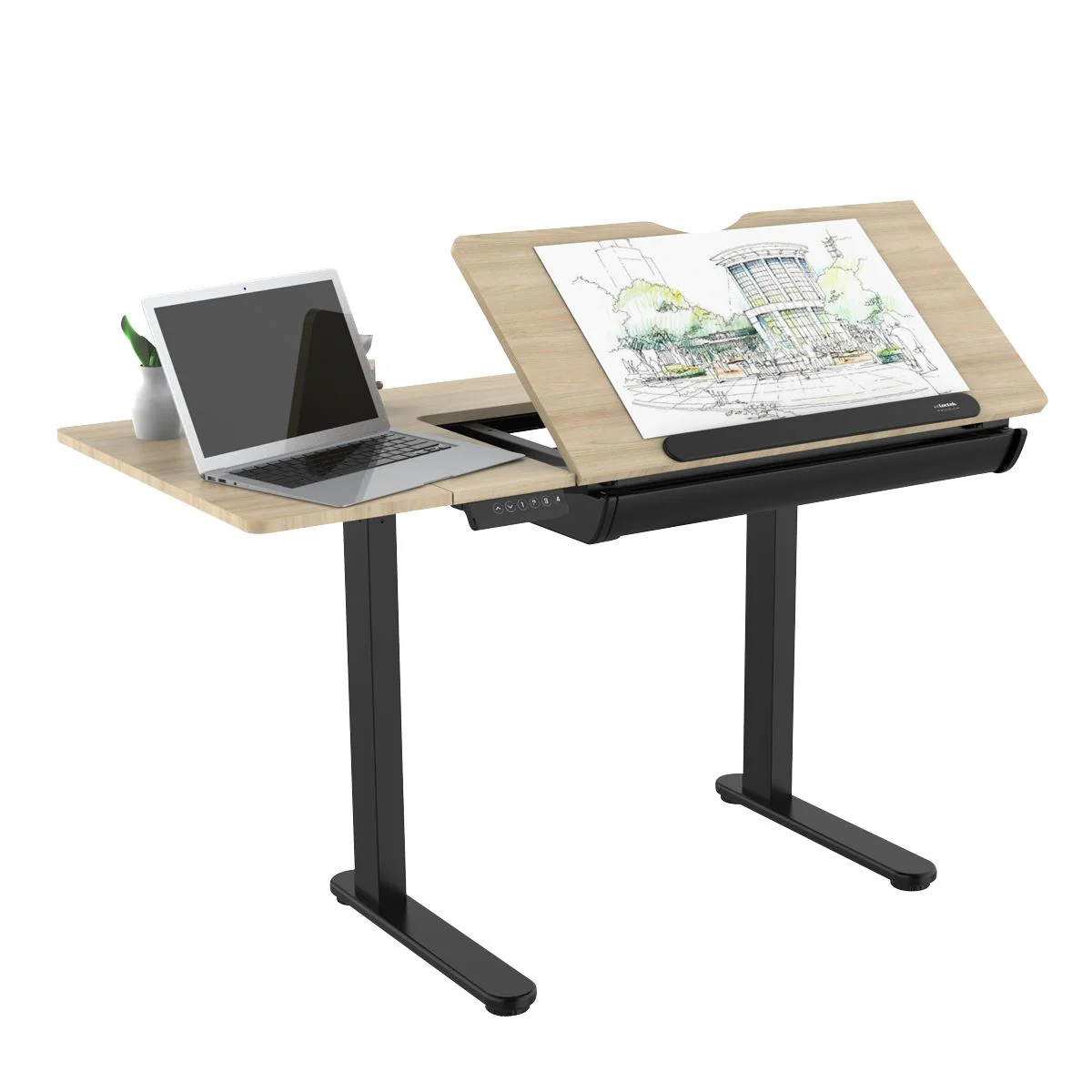 Dellonda Single Motor Ultra-Quiet Electric Adjustable Drawing Table - Image 3