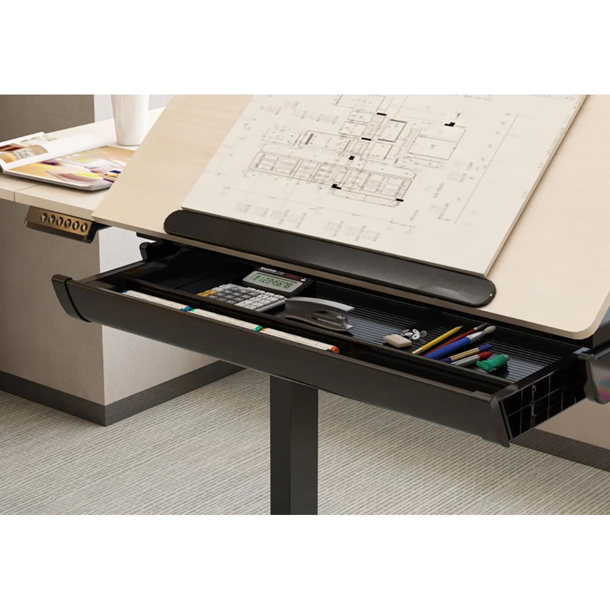 Dellonda Single Motor Ultra-Quiet Electric Adjustable Drawing Table - Image 5