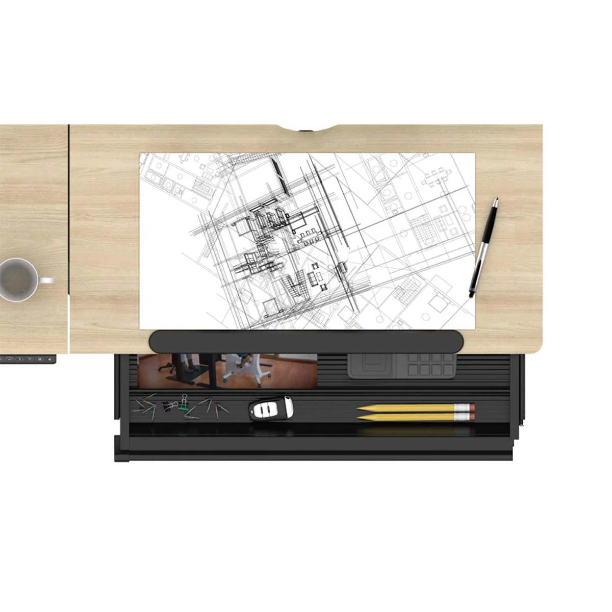 Dellonda Single Motor Ultra-Quiet Electric Adjustable Drawing Table - Image 6