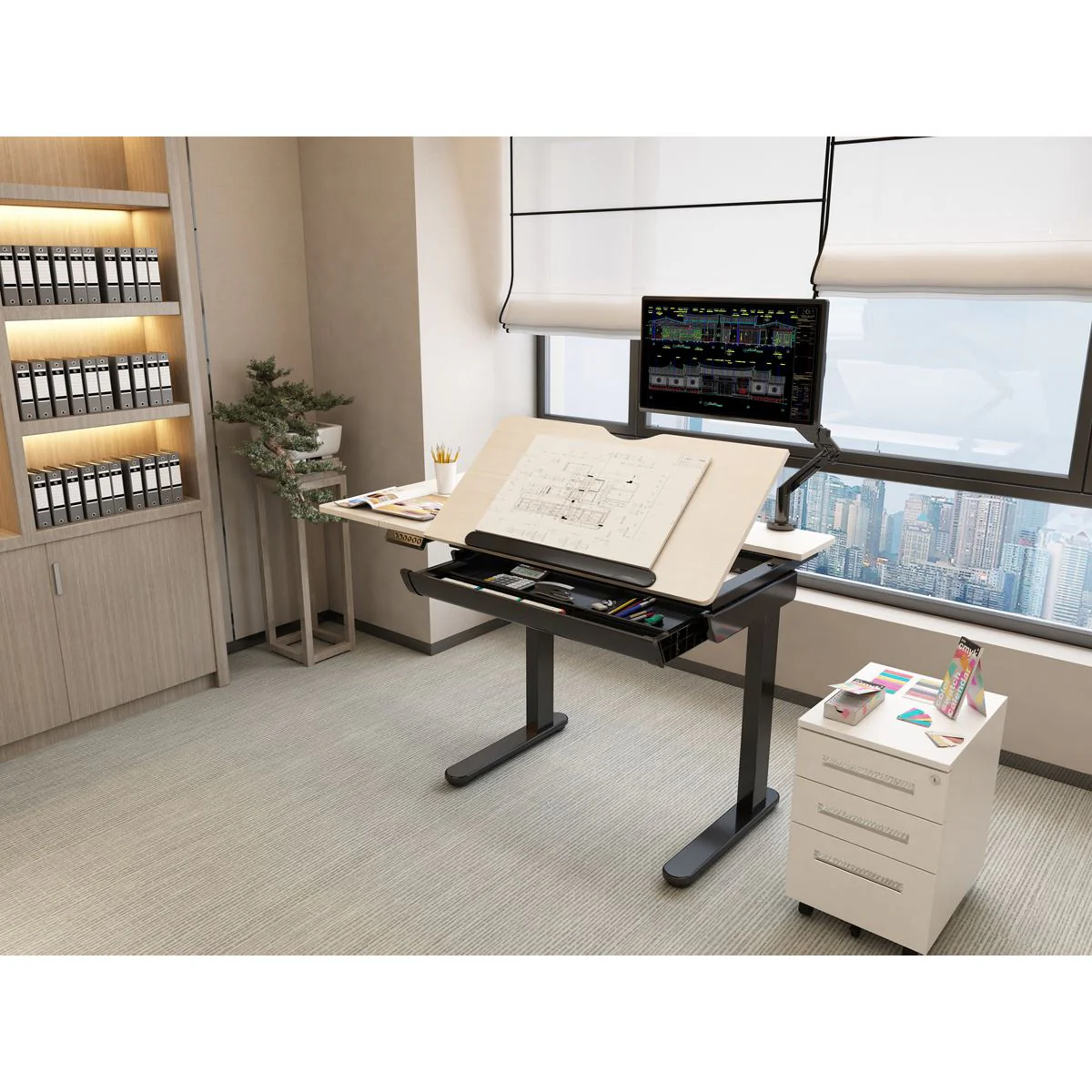 Dellonda Single Motor Ultra-Quiet Electric Adjustable Drawing Table - Image 7
