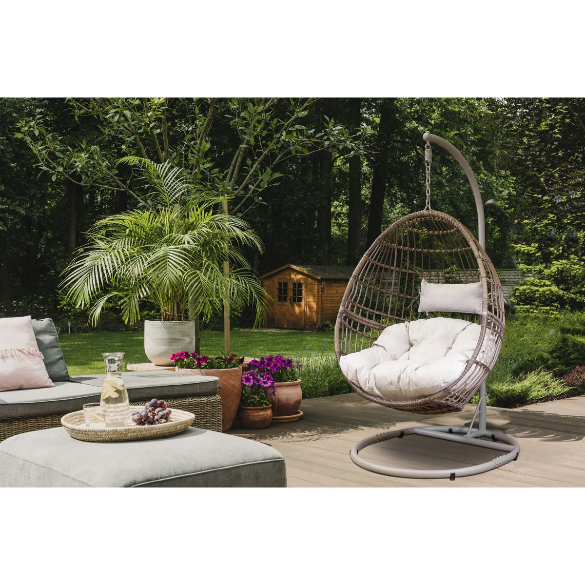 Dellonda Single Swinging Egg Chair with Cushion DG60 - Image 8