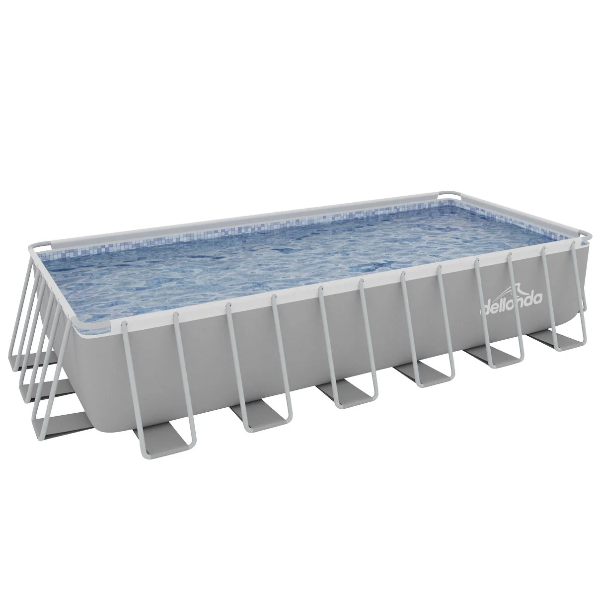 Dellonda Steel Frame Rectangular Swimming Pool - Step Ladder & Filter Pump 25ft - Image 2