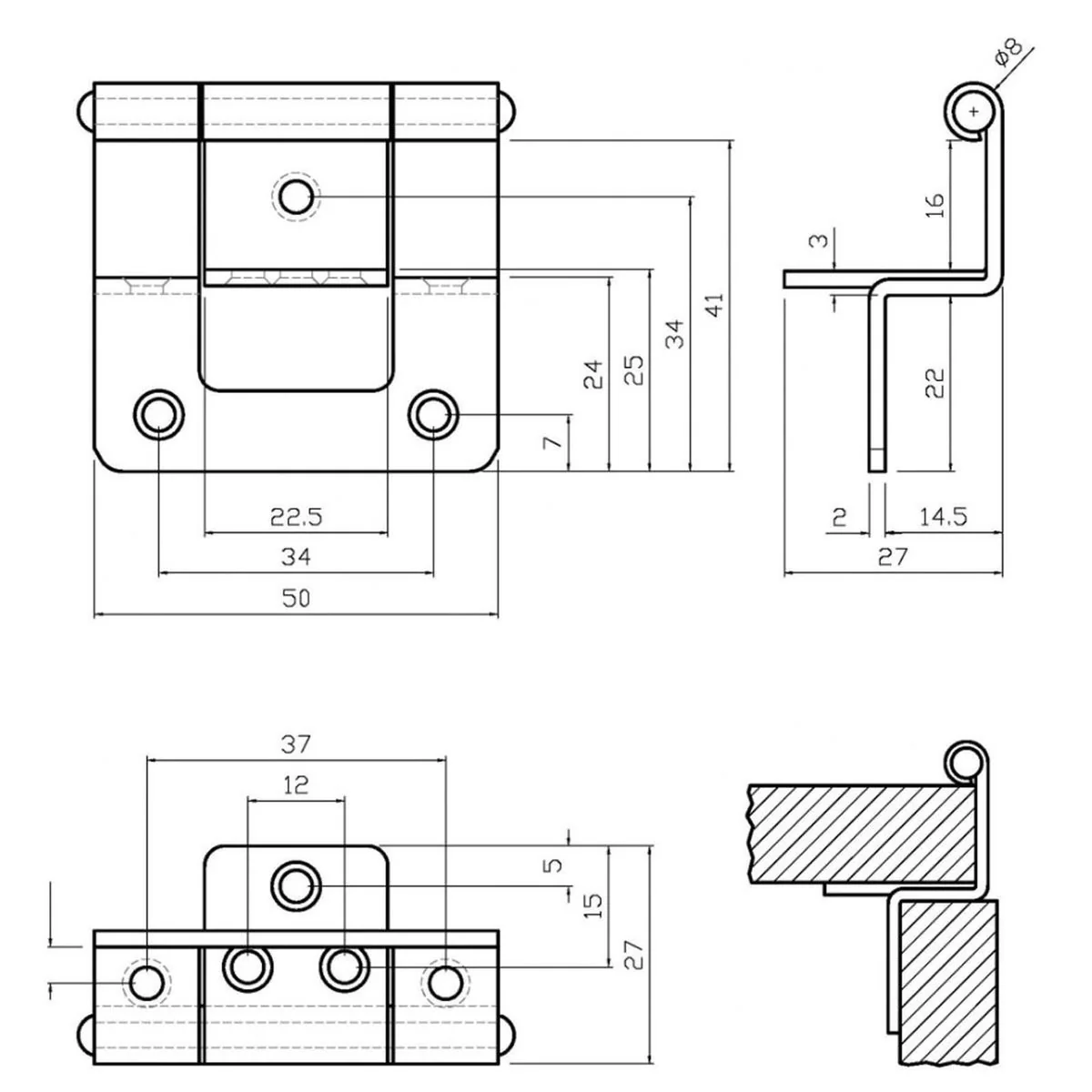 Double Cranked Hinge Brass - Image 2