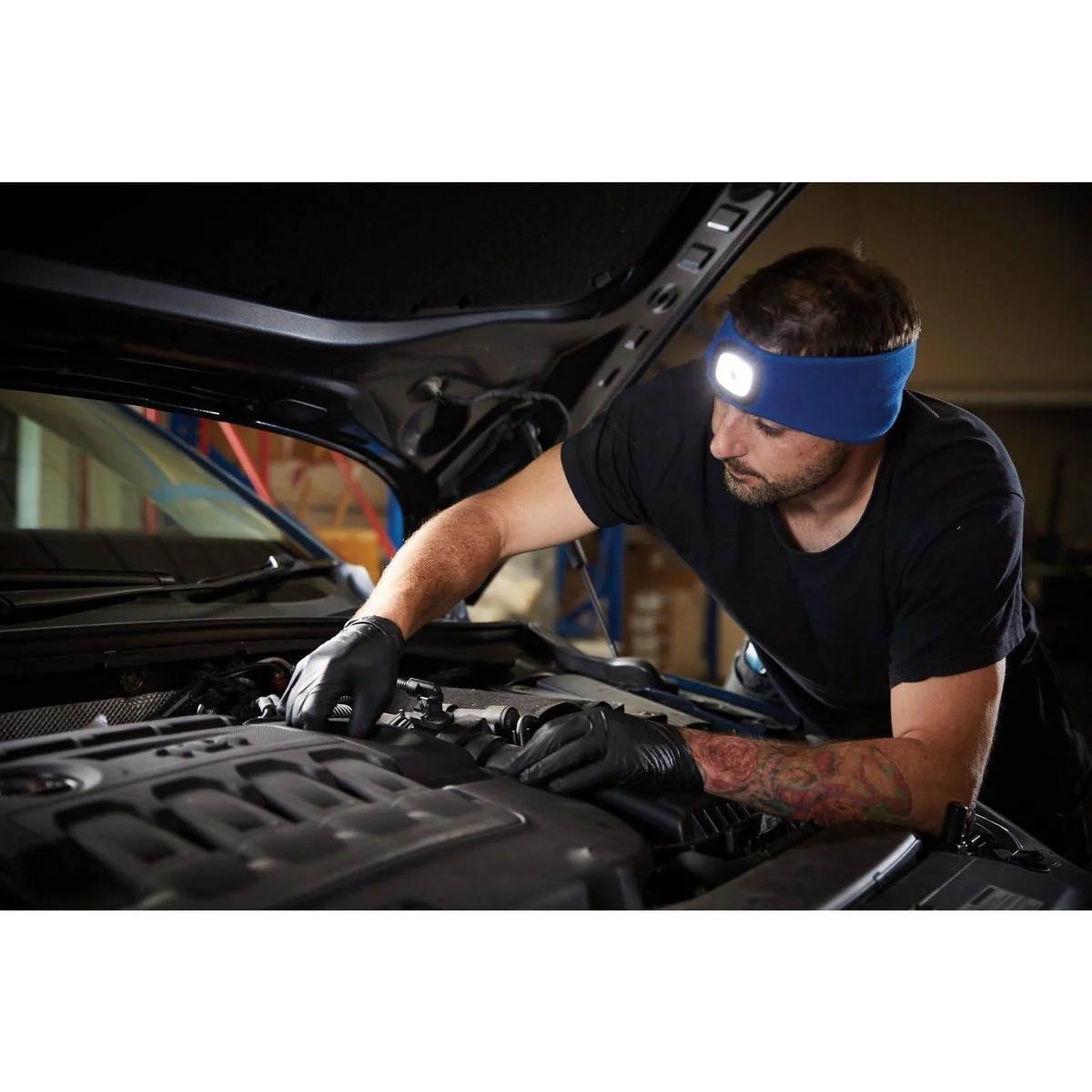 Draper Headband with USB Rechargeable LED Torch, 1W, Blue, One Size 95171 - Image 3