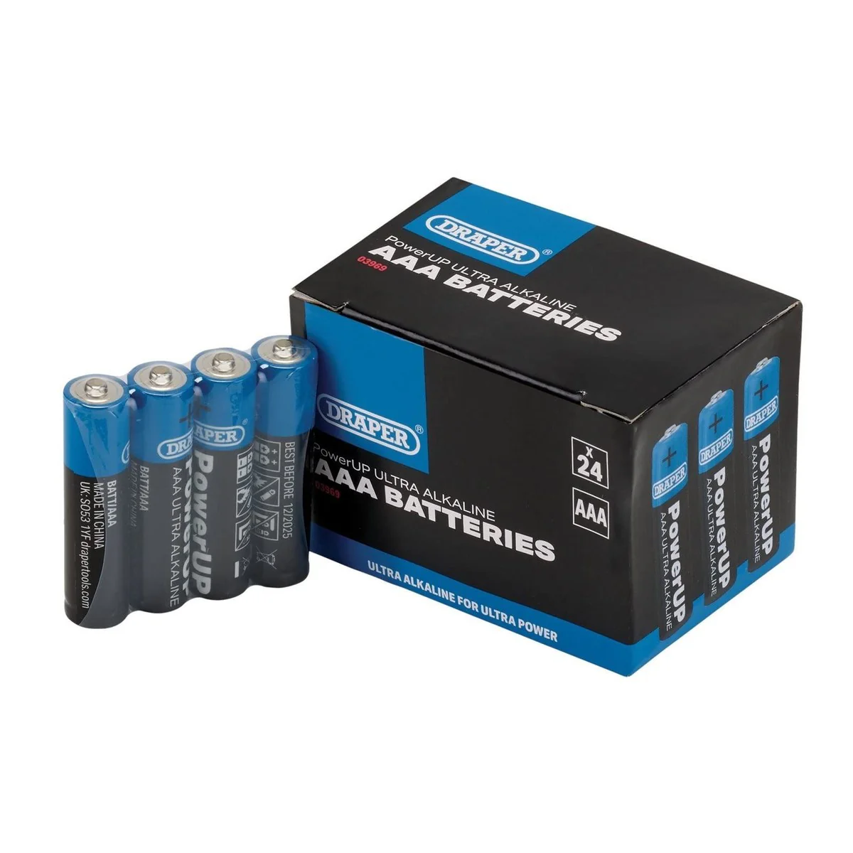 Draper PowerUP Ultra Alkaline AAA Batteries (Pack of 24) 03969 - Image 2