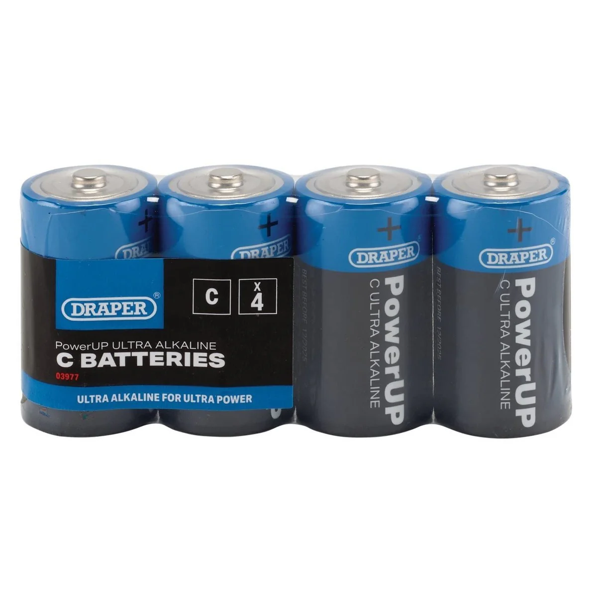 Draper PowerUP Ultra Alkaline C Batteries (Pack of 4) 03977 - Image 2
