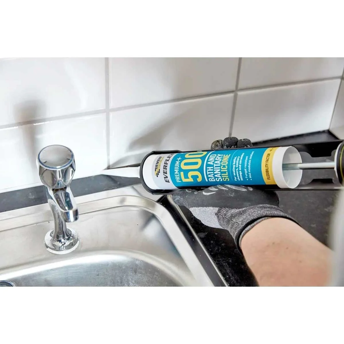 Everbuild Everflex 500 Sanitary Silicone Sealant (Ivory / 310ml) - Image 3