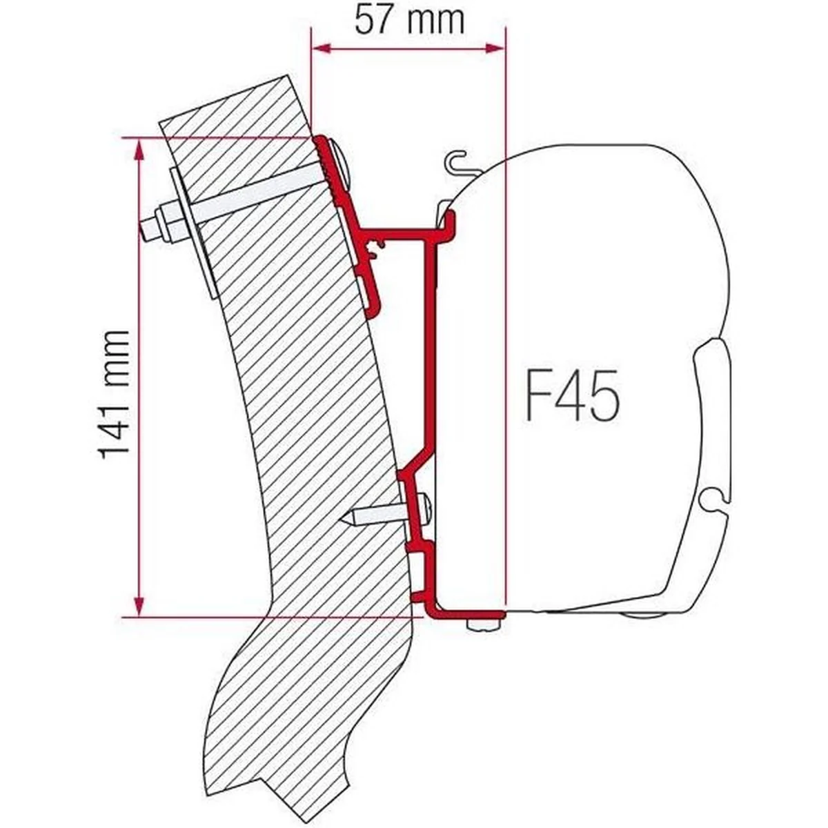 Fiamma 350cm Adapter Bracket Wingamm Oasi for F45 F70 Awning Mounting 98655-931 - Image 2