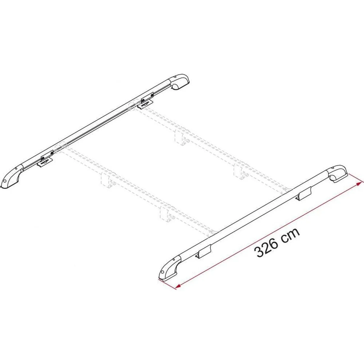 Fiamma Aluminium 3M 2 Bars Roof Rail Luggage Carrier System Motorhome Campervan 05516-01- - Image 2