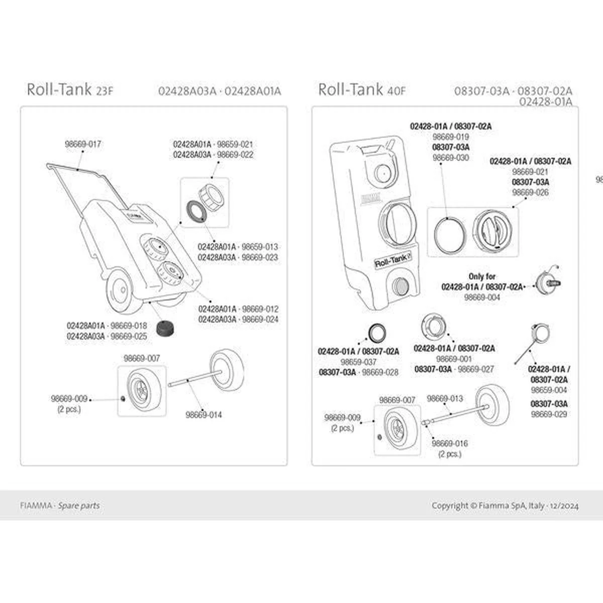 Fiamma Bi-Pot Large Cap Washer Tank 23F KTW (98669-023) - Image 2