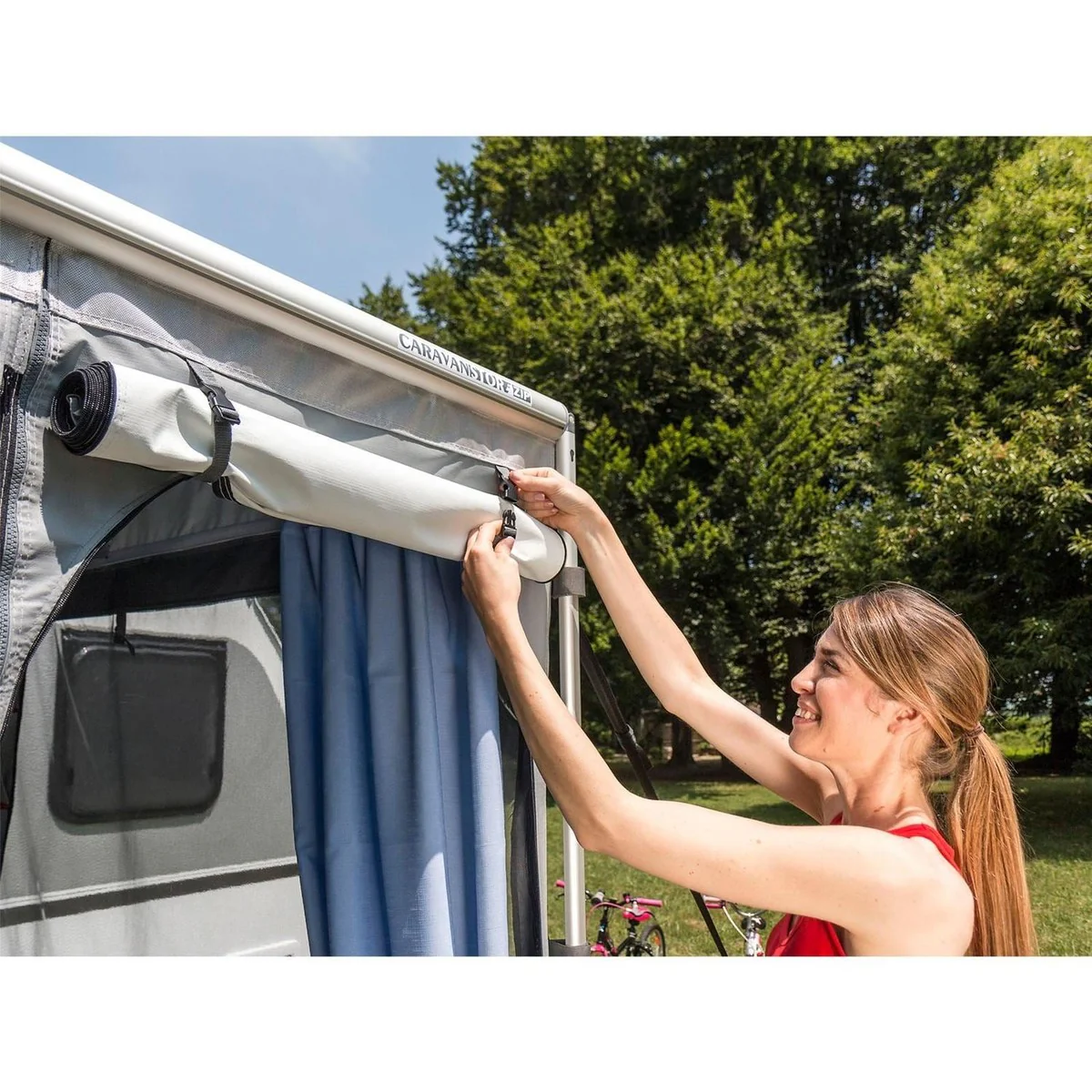 Fiamma Caravanstore Zip Top XL 310 Royal Blue Fabric (06771D02Q) Manual Awning Rail