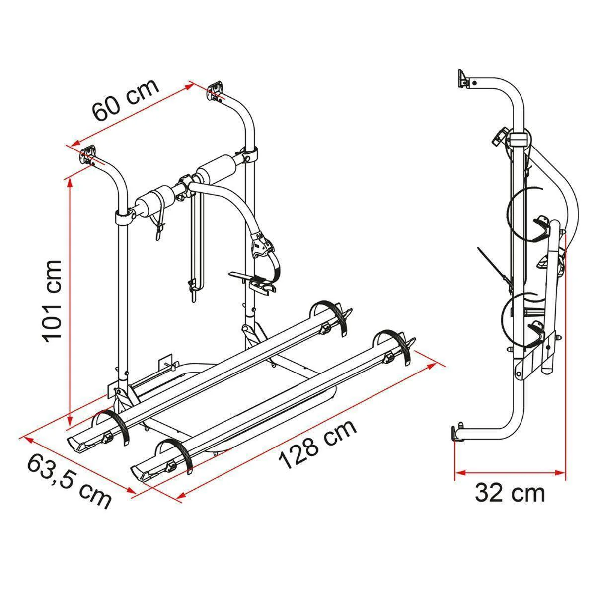 Fiamma Carry-Bike Caravan Hobby 2003 on Bike Carrier Rear Wall Bike Rack 02093A77A - Image 2