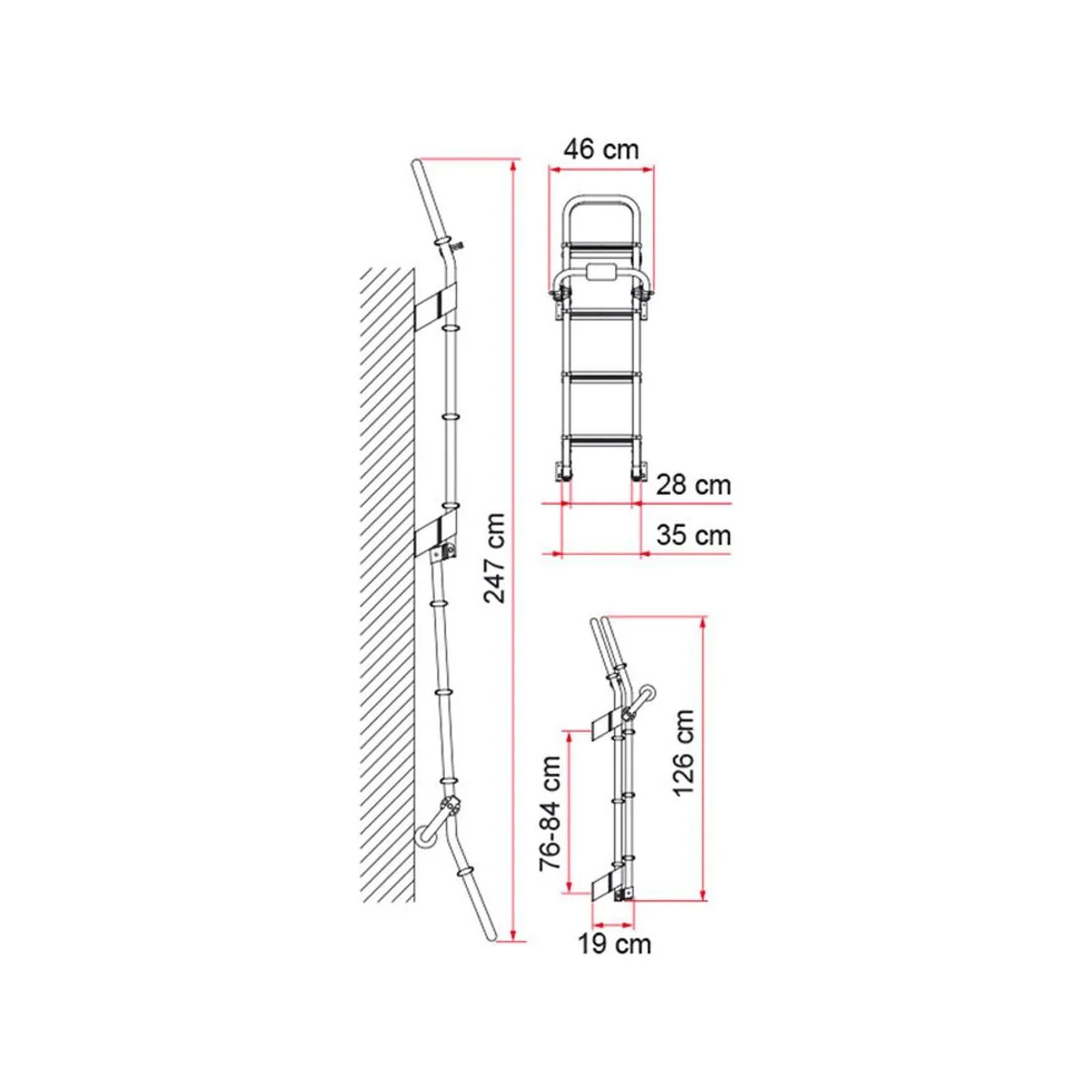 Fiamma Deluxe 8 Folding Ladder Caravan/Motorhome Accessory - Image 2