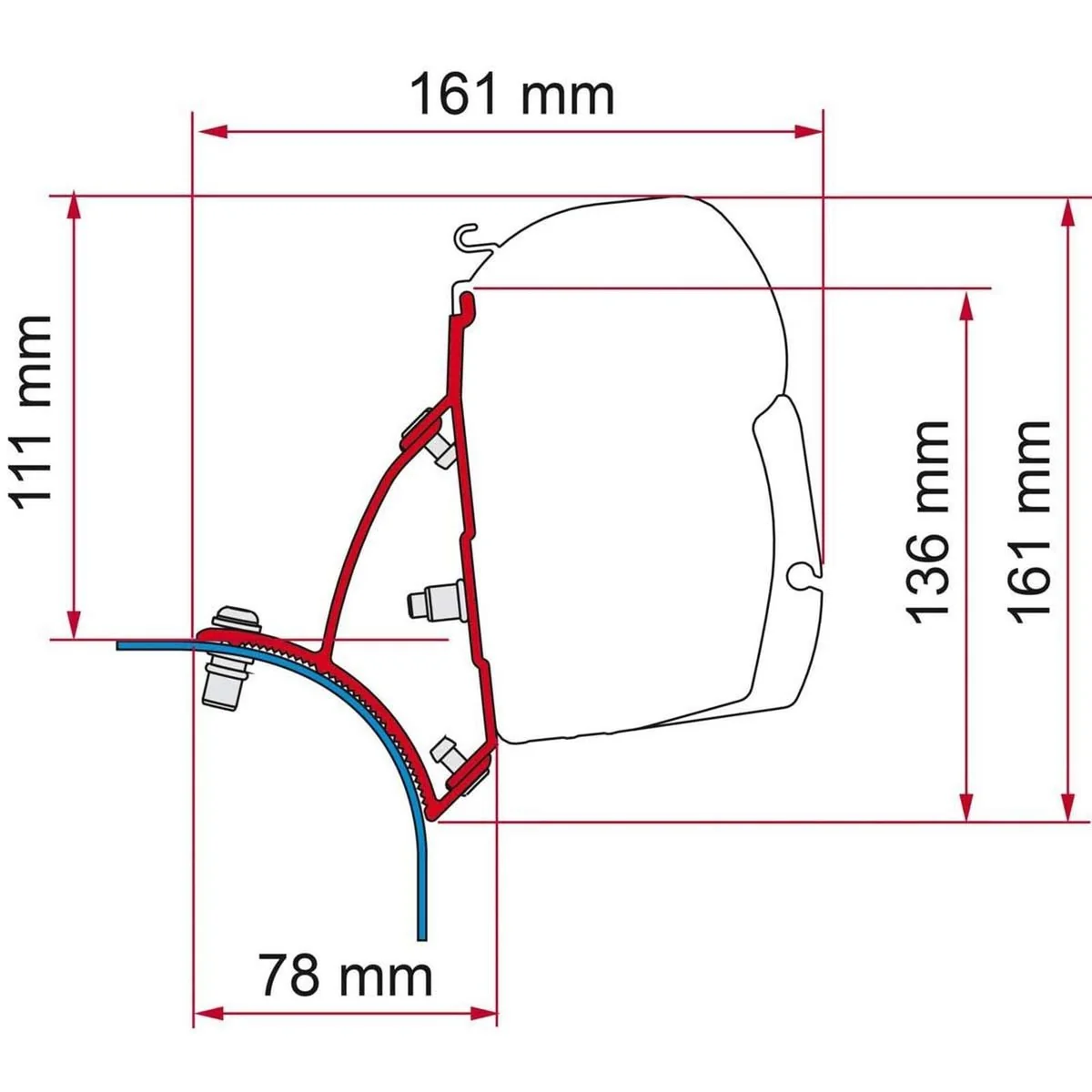 Fiamma F45 Bracket for VW T5/T6 Transporter Lift Roof LHD - Deep Black